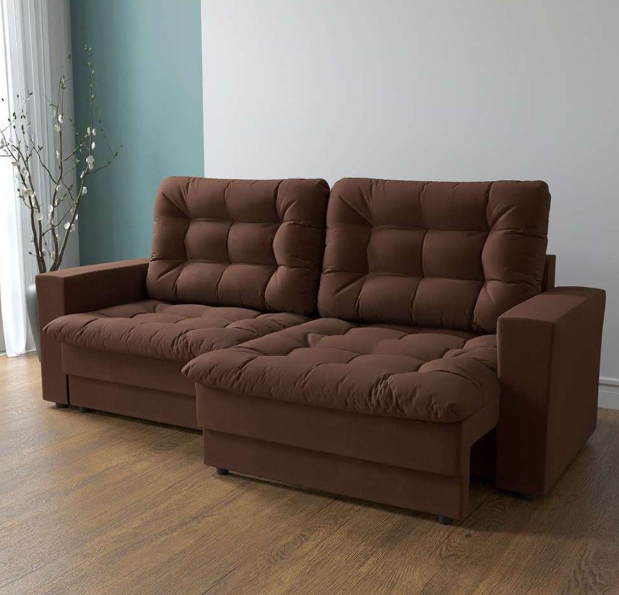 Sofá 3 Lugares Retrátil Lubeck Plush Suede Grafite