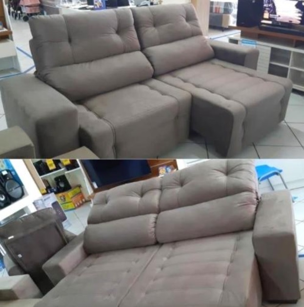 Sofá Retrátil Reclinável 4 Lugares Suede – Mozart Linoforte