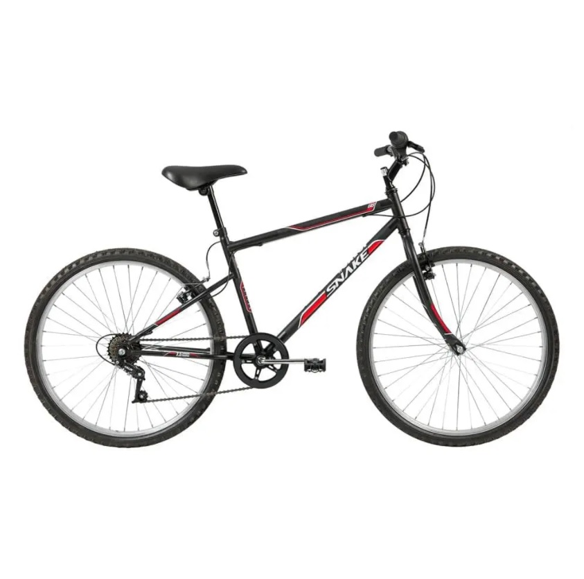 Bicicleta Aro 26 Caloi Snake com 7 Marchas – Preta