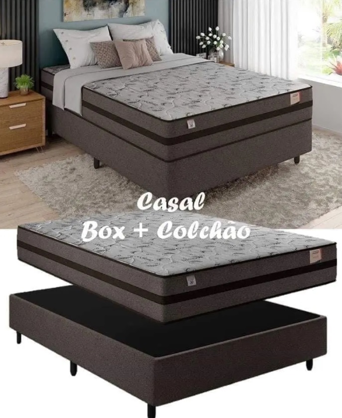 Cama Box Casal (Box + Colchão) Plumatex Mola – 62cm de Altura