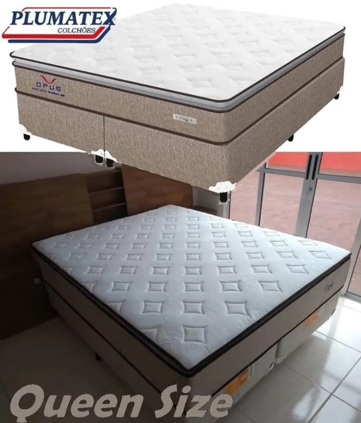 Cama Box Queen Size (Box + Colchão) Plumatex Molas Ensacadas/Pocket 65cm de Altura Ópus