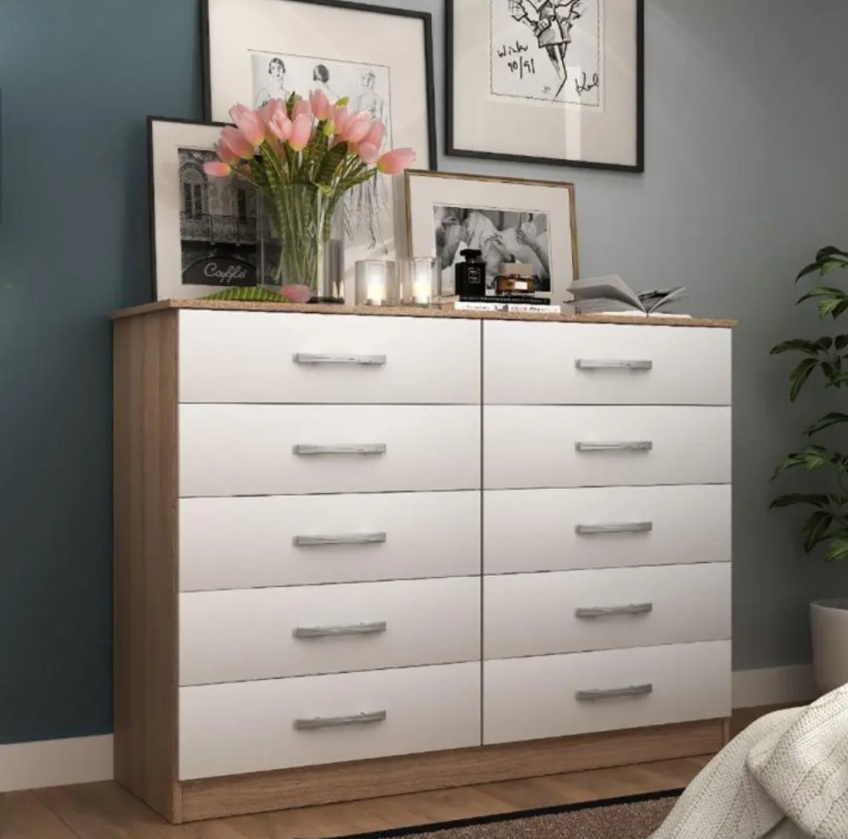 Cômoda 10 Gavetas Premium Yescasa Branco/Demolição
