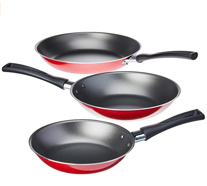 Conjunto 3 frigideiras, Garlic, 16, 20 e 24 cm, Vermelho, Brinox