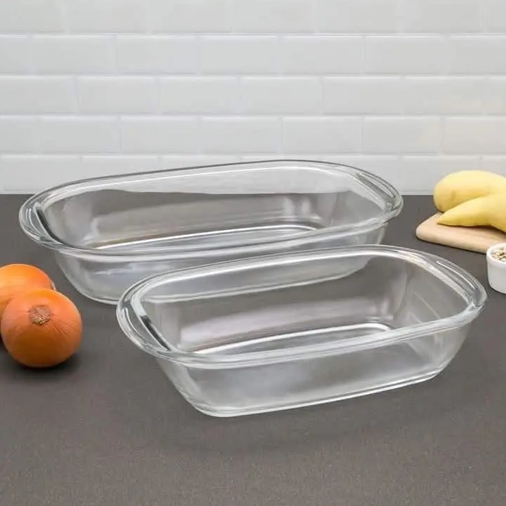 Conjunto de Assadeiras Retangulares Sempre em Vidro Temperado – 2 Peças