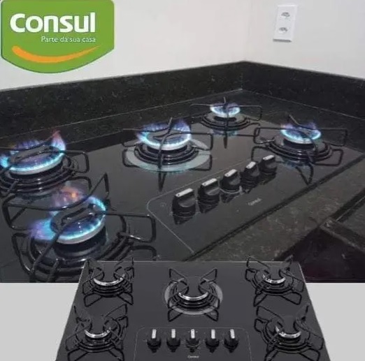 Cooktop 5 Bocas Consul Preto a Gás GLP – Acendimento Superautomático Facilite