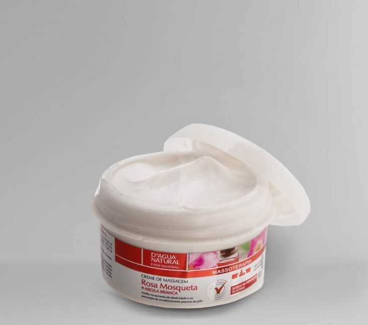 Creme de Massagem Rosa Mosqueta e Argila Branca, D’agua Natural, 300 g