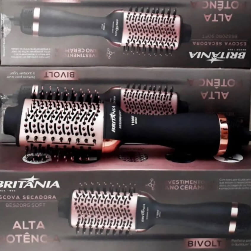 Escova Secadora Britânia Soft BES20RG 1100W – Cerâmica 2 Velocidades