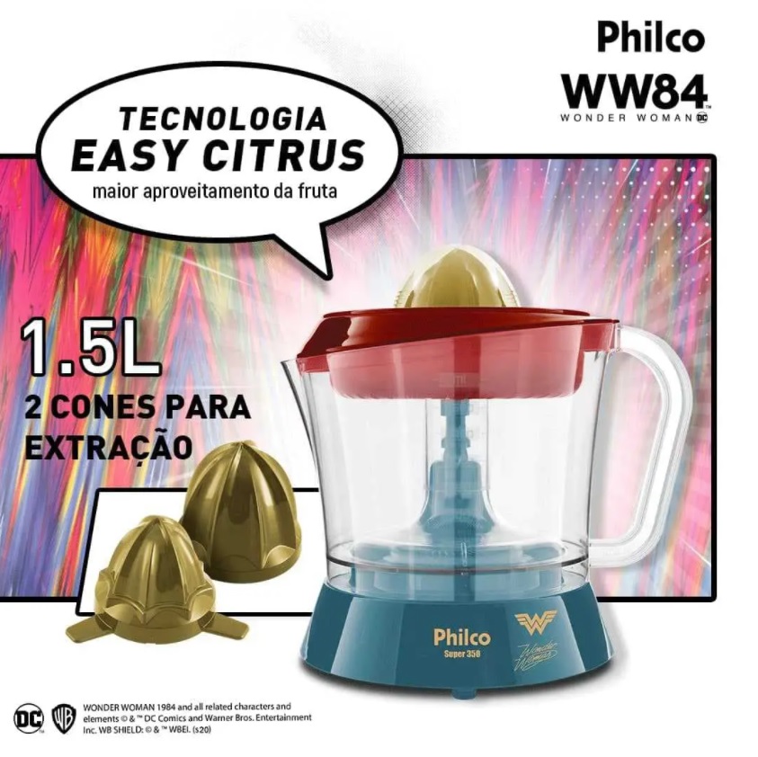 Espremedor de Frutas Philco Mulher Maravilha Super 350 1,5L 127V