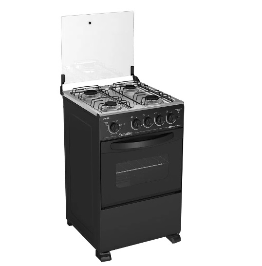 Fogão Automático 4 Bocas Preto em Aço Esmaltec Caribe Bivolt
