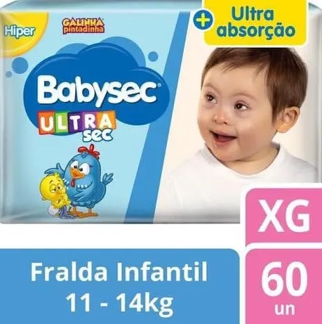 Fralda Babysec Ultrasec Galinha Pintadinha, Azul, XG, 60 unidades