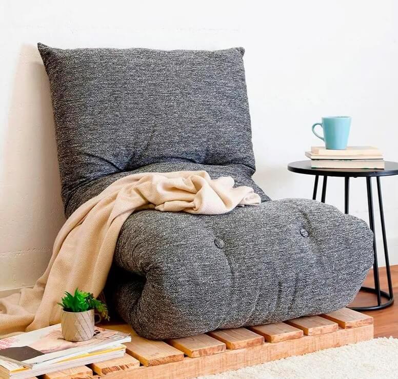 Futon Dobrável de Espuma Solteiro Grafite – Emcompre