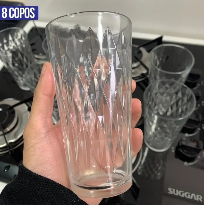 Jogo de Copos de Vidro 8 Peças 335ml – Nadir Vitrage