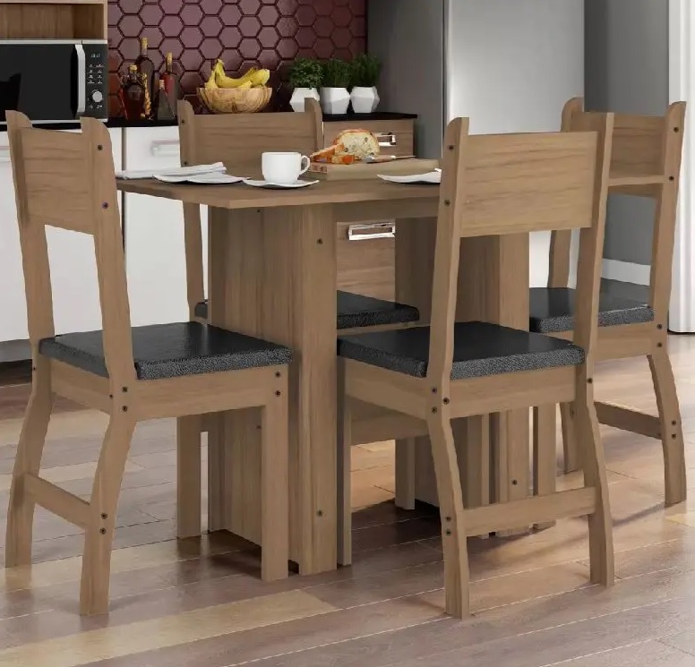 Mesa de Cozinha 4 Cadeiras Retangular Milano – J57080 Poliman Móveis