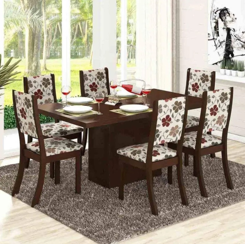 Mesa de Jantar com 6 Cadeiras Viero Dulce Choco/Passion