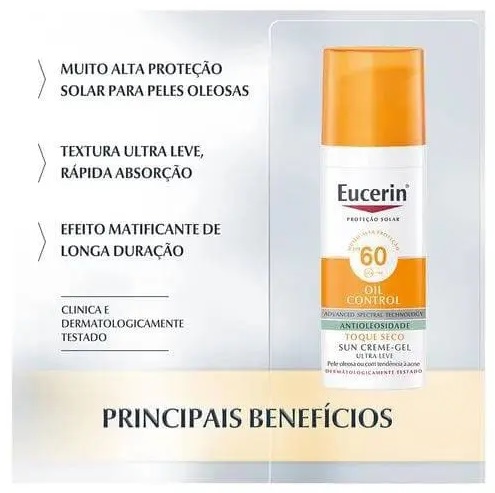 Protetor Solar Facial Eucerin – Sun Gel-Creme Oil Control FPS 60
