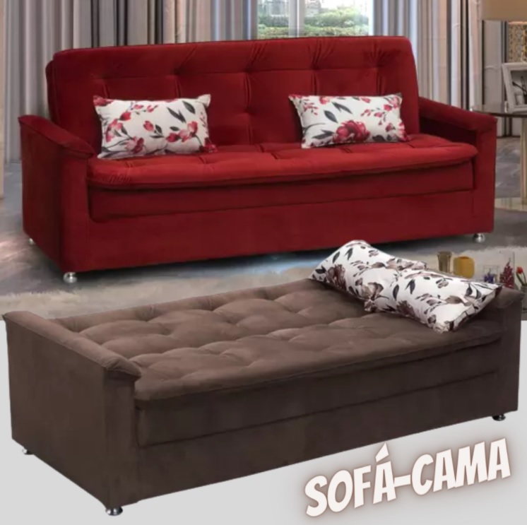 Sofá-cama Casal 3 Lugares Reclinável Veludo – Matrix Nanda
