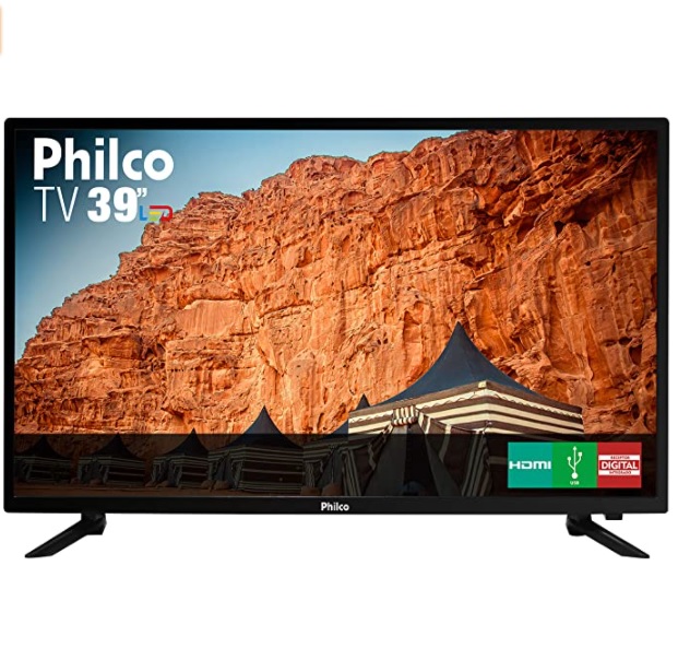 TV LED 39” Philco PTV39N87D HD com Conversor Digital 3 HDMI 1 USB Som Surround 60Hz – Preta