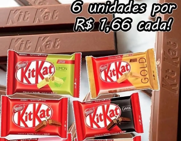 6 unidades de kit kat