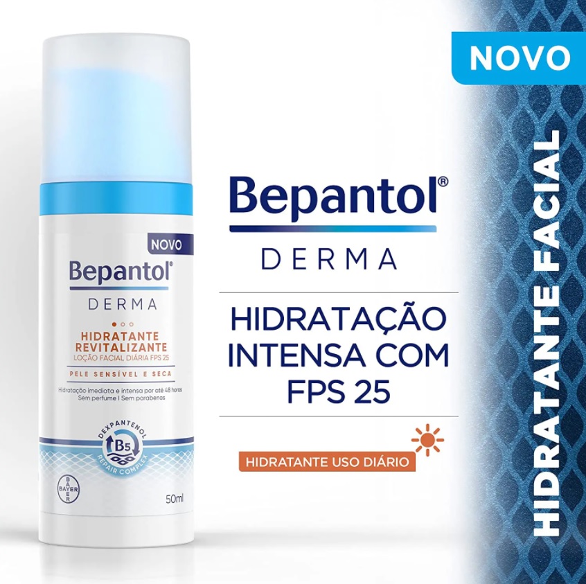 Bepantol Derma Hidratante Revitalizante Loção Facial Diária Fps 25 50Ml, Bepantol