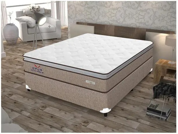 Cama Box Casal (Box + Colchão) Plumatex Molas – 65cm de Altura Ópus