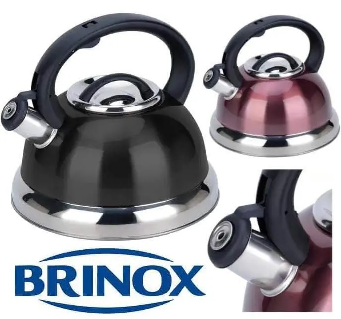 Chaleira Brinox Inox com Apito Rosa 2,7L Roma