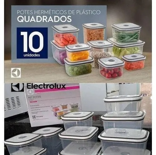 Conjunto de Potes Herméticos para Cozinha com Tampa 10 Peças – Electrolux