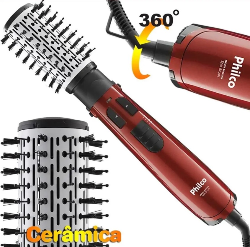 Escova Rotativa, Spin Brush Pec04V, 1000W, Vermelho, 110V, Philco