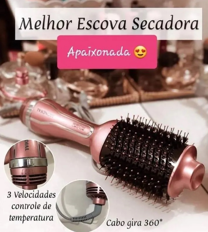 Escova Secadora Mondial 1200W Cerâmica – 3 Velocidades Golden Rose ES-02