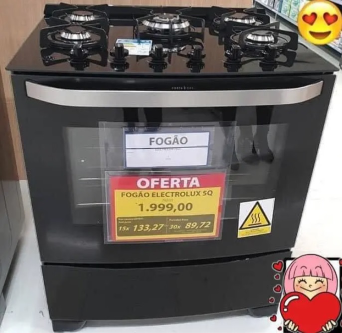 Fogão 5 Bocas Electrolux Prata e Preto – Acendimento Automático 76GS