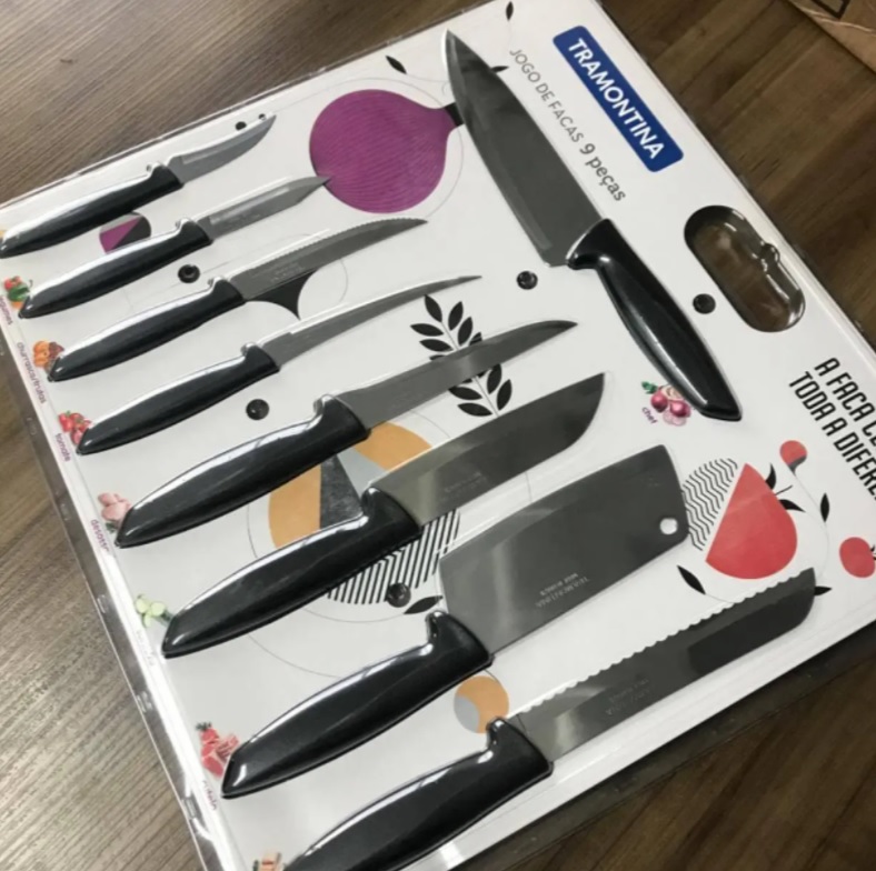 JOGO FACAS INOX 9PC PLENUS PRE