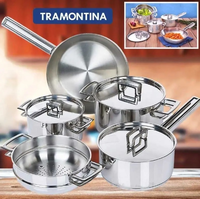 Jogo de Panelas Tramontina Brava 5 Peças Prata
