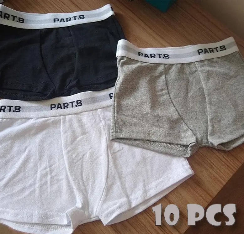 Kit Com 10 Cuecas Infantil Boxer Cotton Part.b Soft