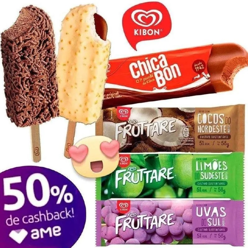 Picolé/Sorvete Kibon 50% de cashback