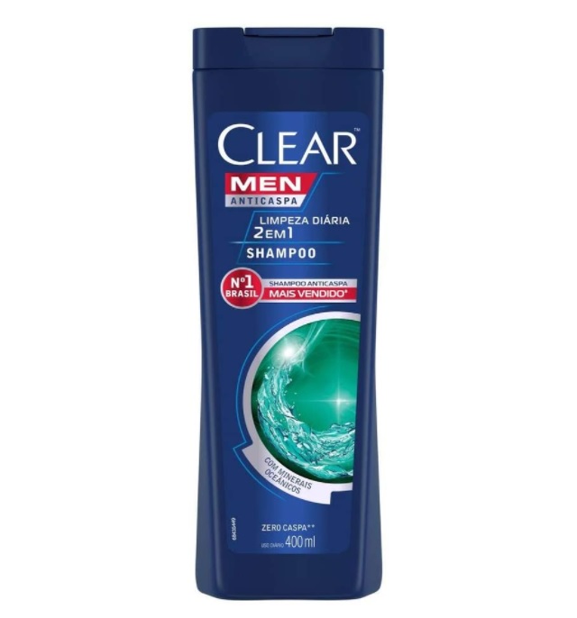 Shampoo Anticaspa Clear Men Limpeza Diária 2 em 1 400 Ml, Clear, 400 ML