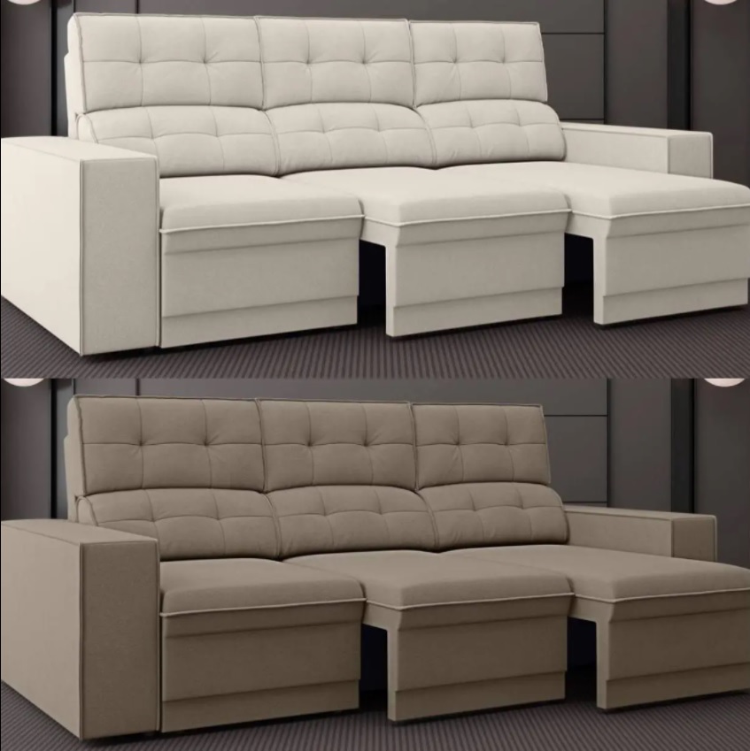 Sofá Retrátil Reclinável 3 Lugares Velosuede Lazio – Next Sofás