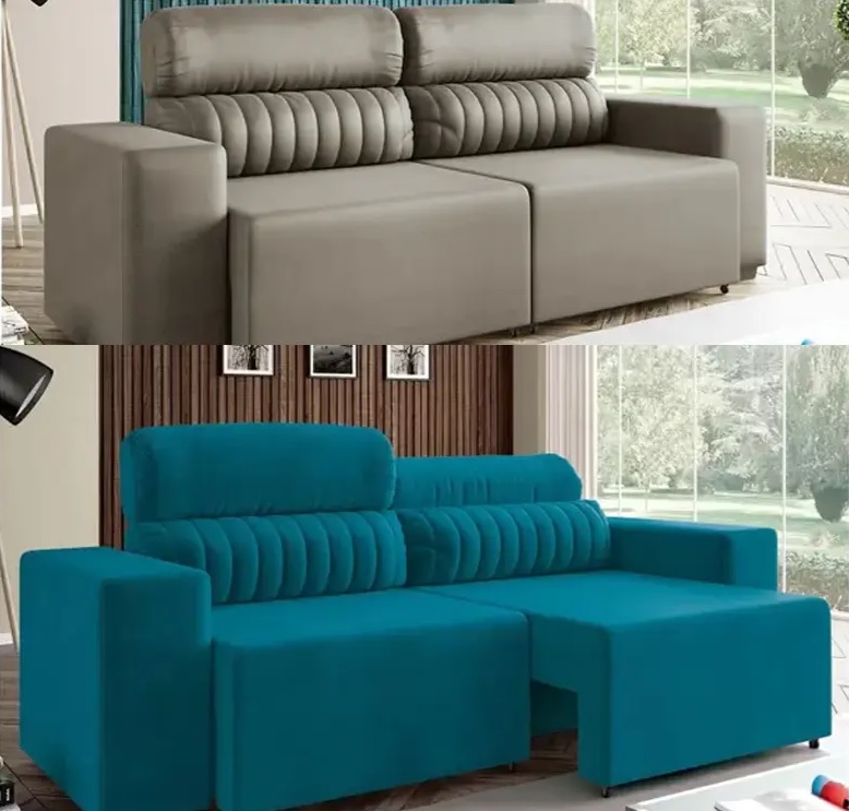 Sofá Retrátil e Reclinável 4 Lugares – Revestimento Suede Elite Style Linoforte