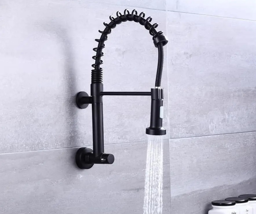 Torneira Gourmet Prizi Preta de Parede – KE-6115