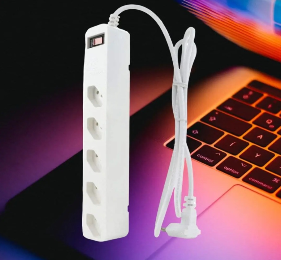 iClamper Energia 5 Tomadas – Filtro de Linha + DPS – Branco