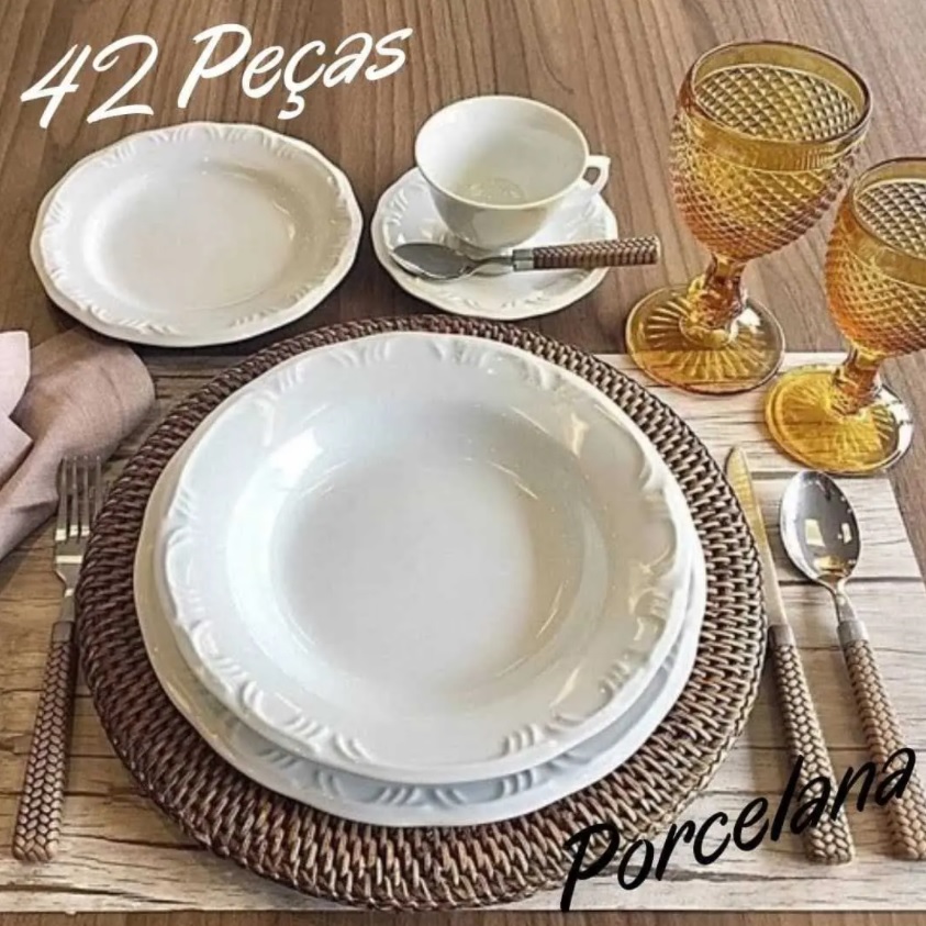 Aparelho de Jantar Chá Café Schmidt Porcelana Pomerode 42 Peças