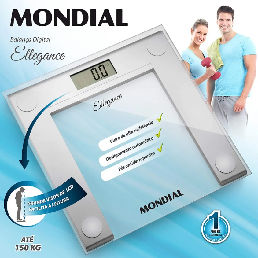Balança Digital Mondial, Ellegance, Bivolt, Branco – BL-03
