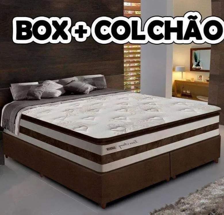 Cama Box Casal Queen 1,58m Colchão Molas Pocket 30cm Love Story 158x198x68cm