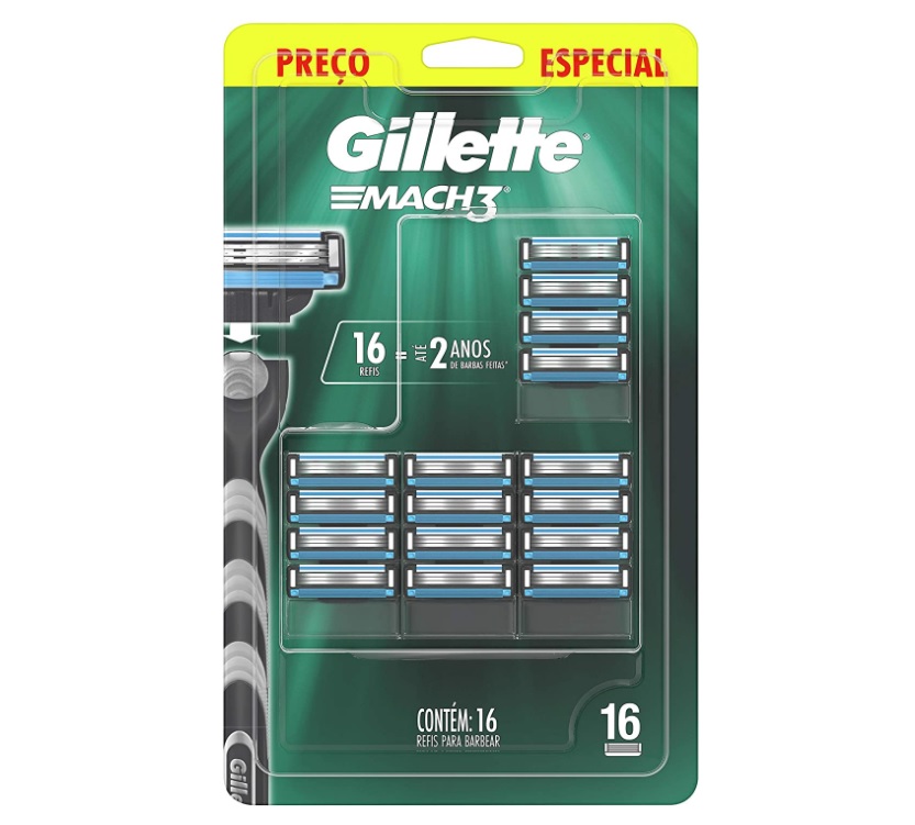 Carga para Aparelho de Barbear Gillette Mach3-16 unidades