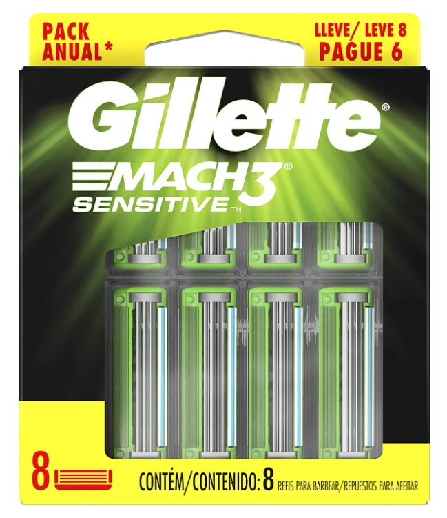 Carga para Aparelho de Barbear Gillette Mach3 Sensitive Leve 8 Pague 6