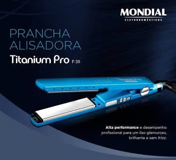 Chapinha/Prancha de Cabelo Profissional Mondial – Titanium Pro P-28 230ºC