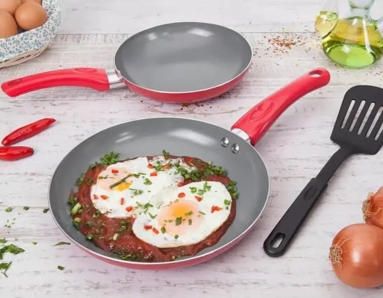 Conjunto de Frigideiras Casambiente de Alumínio – Amo Cozinhar AL010 Vermelha 3 Peças