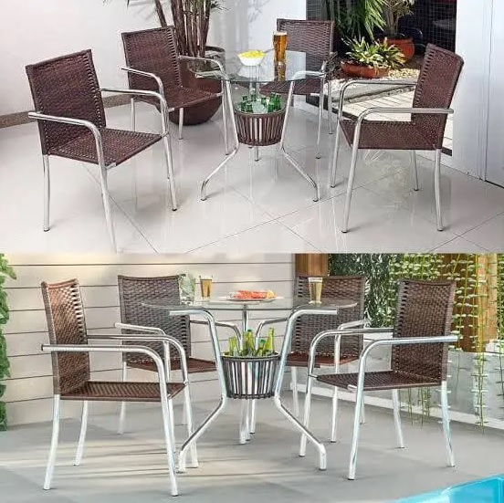 Conjunto de Mesa para Área Externa de Fibra – com 4 Cadeiras Alegro Móveis CJMB401315