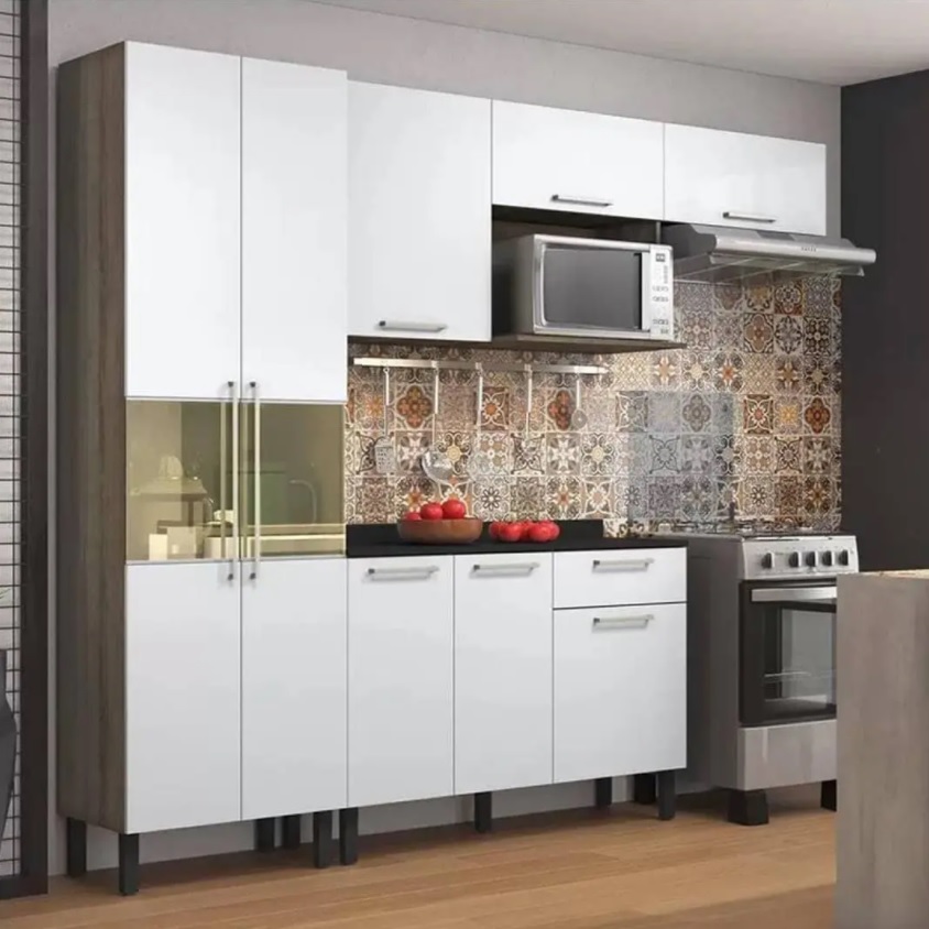 Cozinha Compacta Itatiaia Madeira Lya – Nicho para Micro-ondas 5 Portas