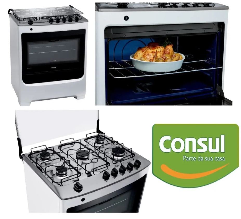 Fogão 5 Bocas Consul CFS5 NAB – Acendimento Automático Branco