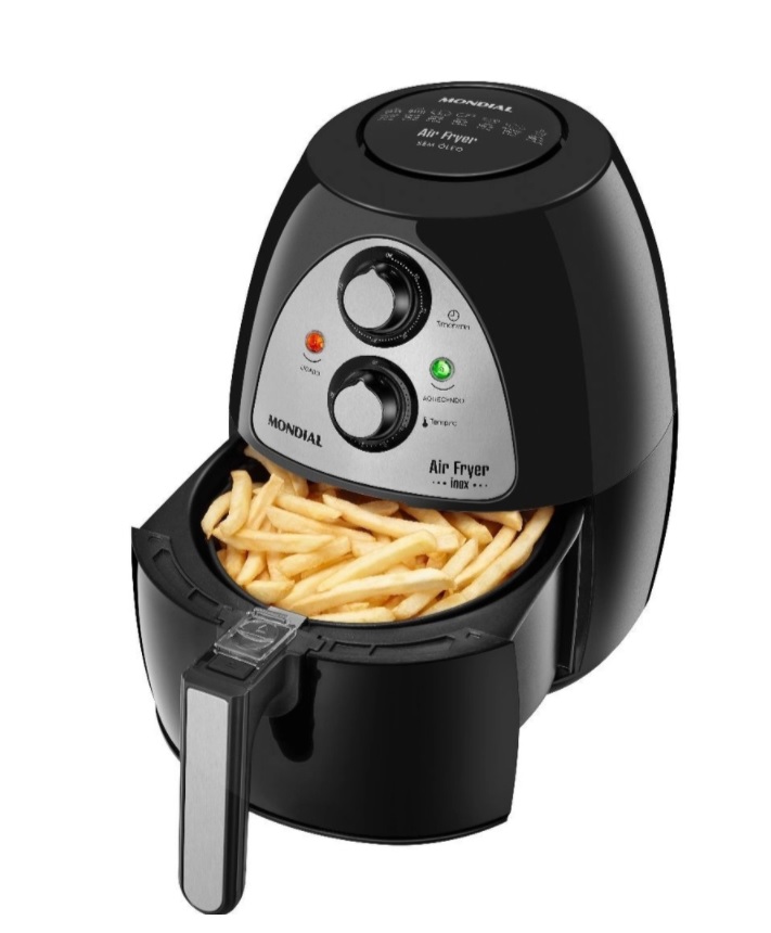 Fritadeira Elétrica Sem Óleo Mondial Air Fryer Family NAF-03I 4 Litros Inox Preta – 110v