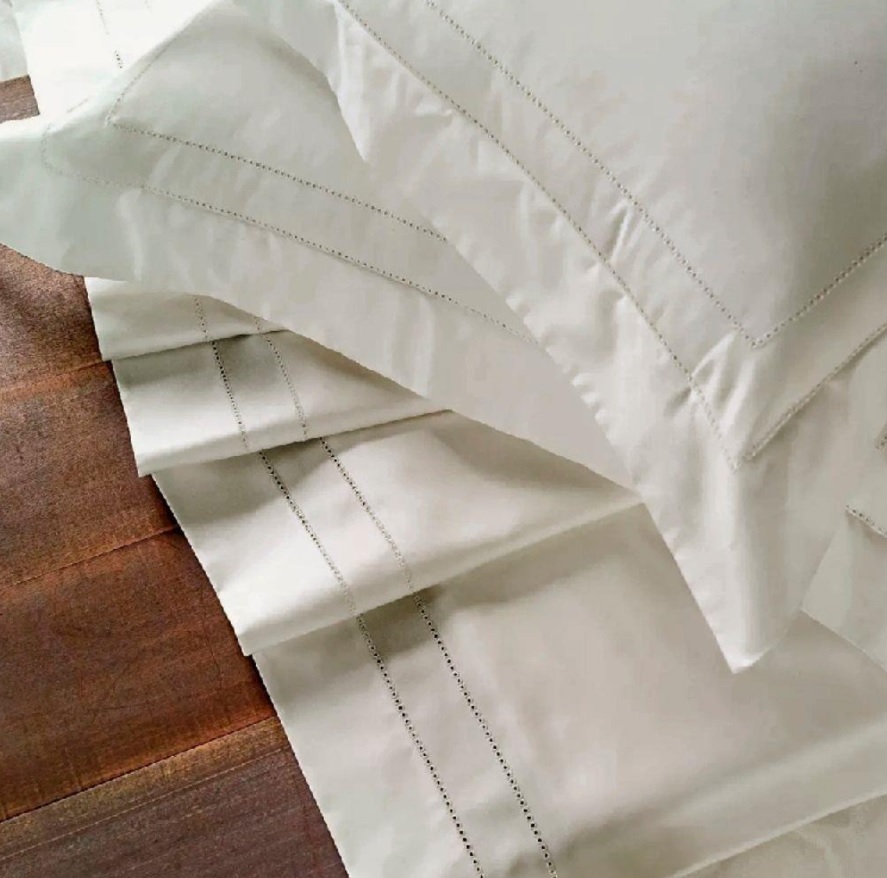 Jogo de Lençol Percal 3 pçs 400 Fios Ponto Palito Cama Casal Queen Palha Cotex